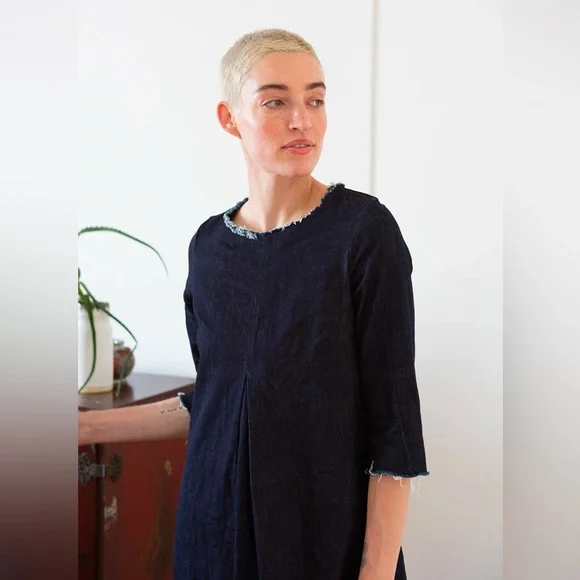 ERICA TANOV Signature Rye Denim Dress Sz 1/S - Picture 2 of 7